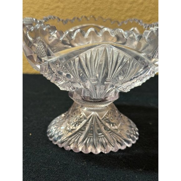 Antique Imperial Glass Nucut 212 Footed Compote Saw Tooth Edge Dish - Picture 4 of 10